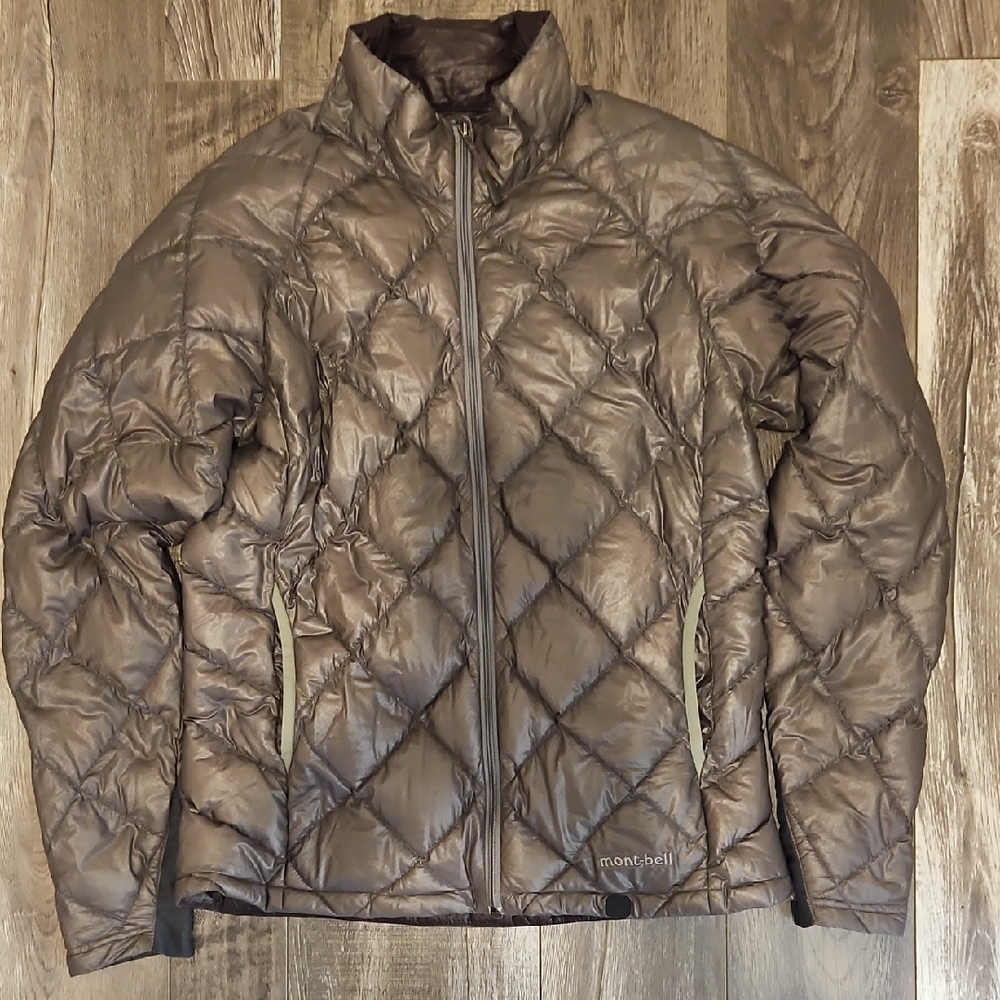 Montbell Women Quilted Gray Grey Down Ultra Light Puffer Jacket Coat Small